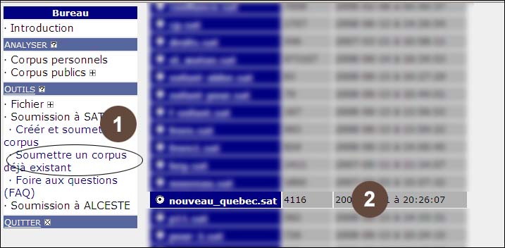 Illustration 19. Soumettre le nouveau corpus