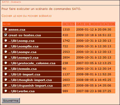 Illustration 8. Liste des scénarios